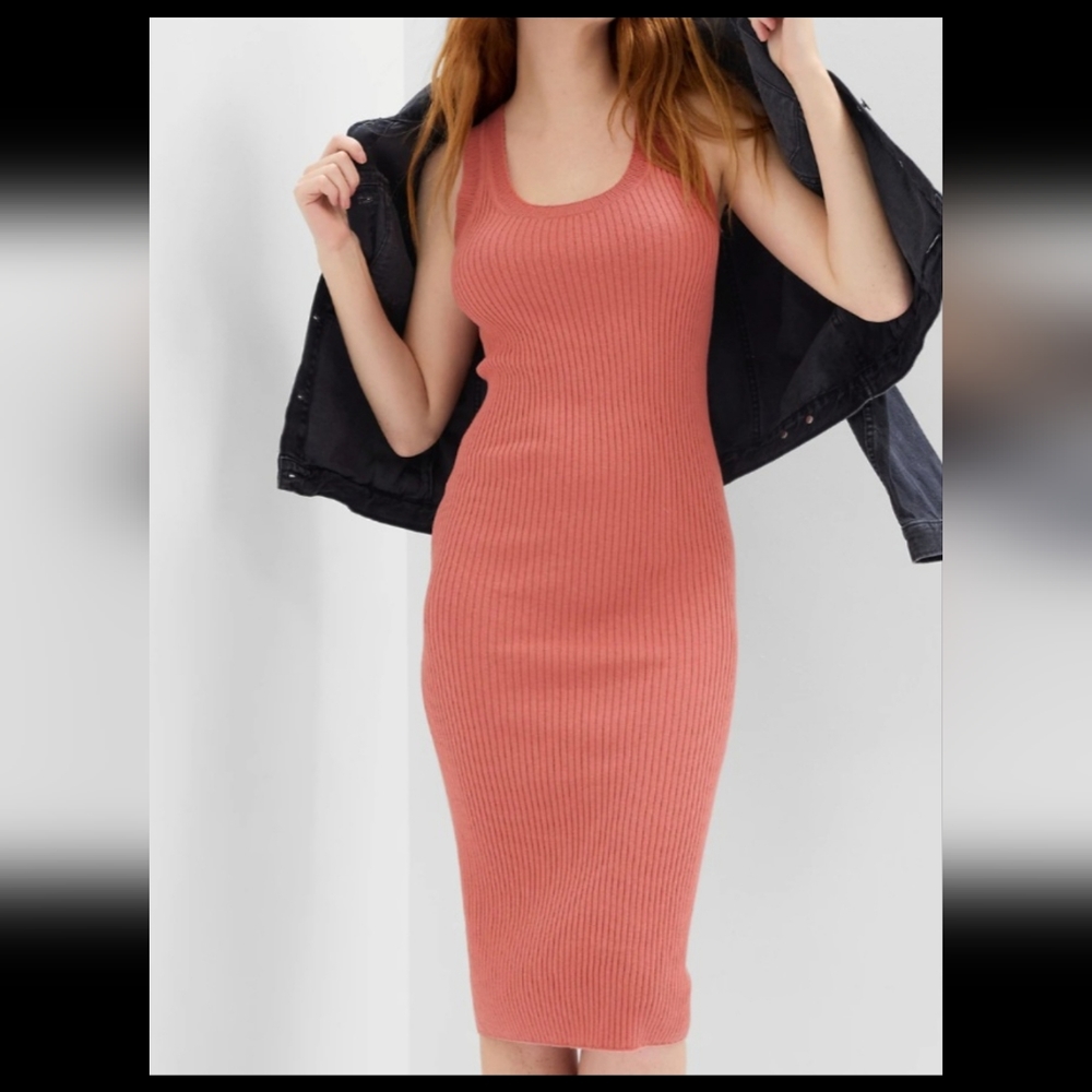 NWOT GAP Ribbed Crochet Tank Bodycon Midi Dress